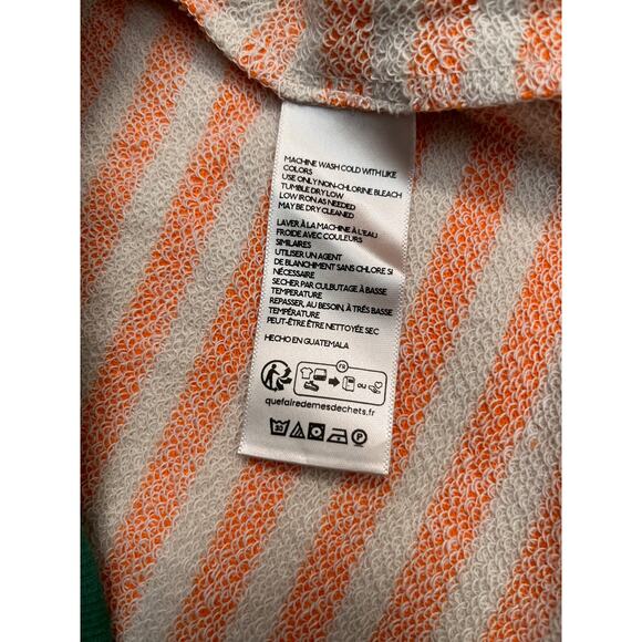 Free People We The Free Oversized Striped Crewneck Sweatshirt NWOT Orange/Green - Picture 7 of 8